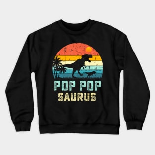 PopPopsaurus T Rex Dinosaur Men Father's Day Family Matching Crewneck Sweatshirt